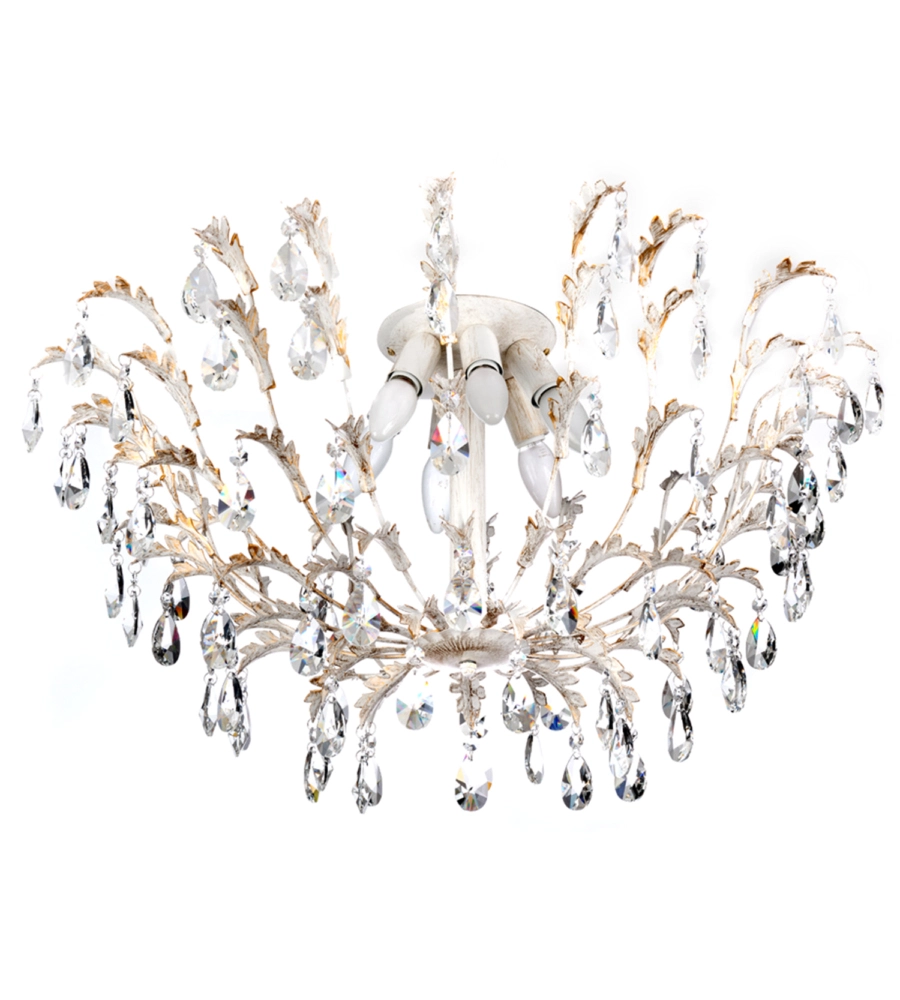 LAMPADARIO 6 LUCI ONLI "CESTA" AVORIO E14